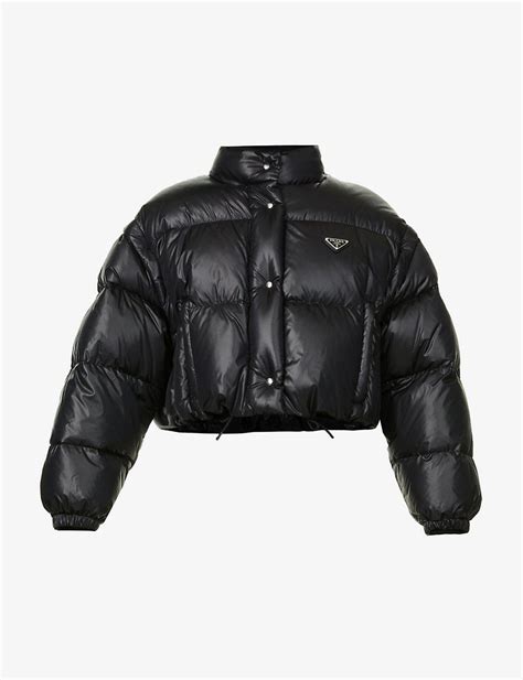 cire cropped puffer jacket prada|slouchy cropped puffer jacket.